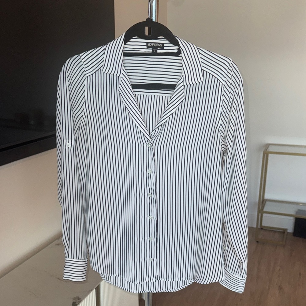 Express Monochrome Striped Button-Up Shirt